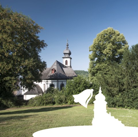 10. Station - Barockkirche - Ansicht vom Schlosspark, © Kappest/Vulkanregion Laacher See