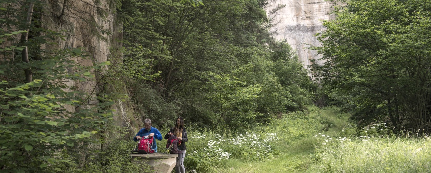 Rast an der Tuffsteinwand, © Kappest/Vulkanregion Laacher See