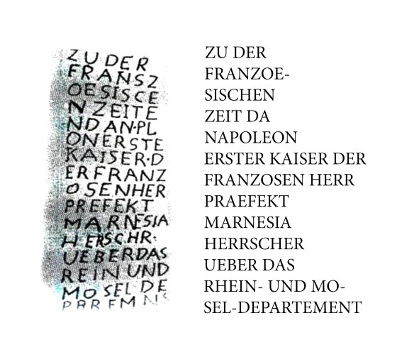 Franzosenstein Inschrift 3. Seite, © VG Mendig